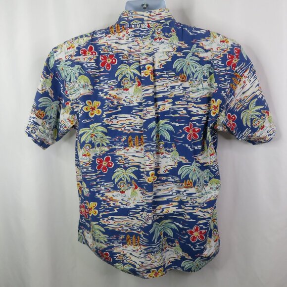 Big Dogs Beer  Hawaiian Shirt Size S/M Aloha Blue Hula Girl 100% Cotton Bright - Picture 8 of 11